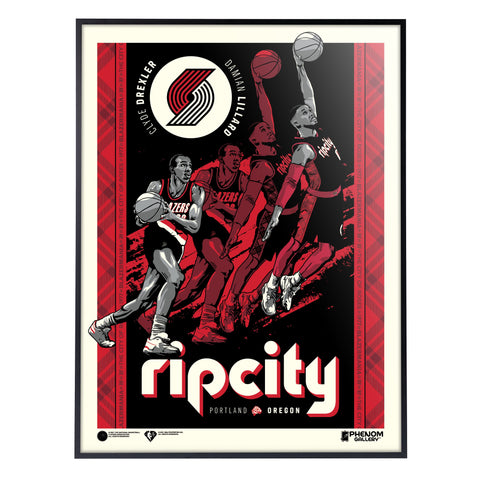Phenom Gallery Portland Trailblazers Mixtape 18" x 24" Deluxe Framed Serigraph (Printer Proof)