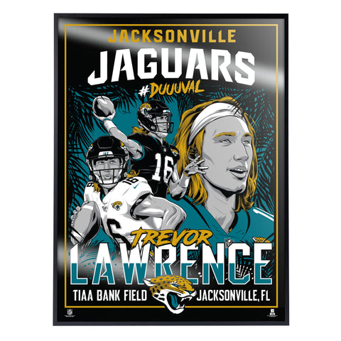 Phenom Gallery Jacksonville Jaguars Trevor Lawrence 18" x 24" Deluxe Framed Foil Serigraph