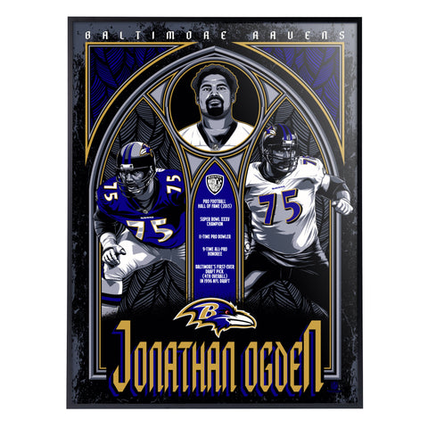 Phenom Gallery Baltimore Ravens Jonathan Ogden 18" x 24" Deluxe Framed Serigraph