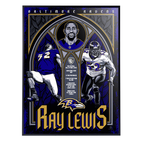 Phenom Gallery Baltimore Ravens Ray Lewis 18" x 24" Serigraph Deluxe Framed Serigraph