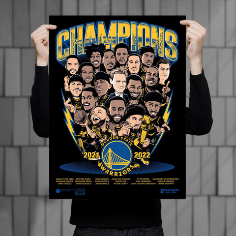Phenom Gallery Golden State Warriors 2022 NBA Championship 18" x 24" Serigraph Print