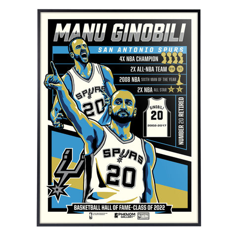 Phenom Gallery San Antonio Spurs Manu Ginobili Career 18" x 24" Deluxe Framed Serigraph