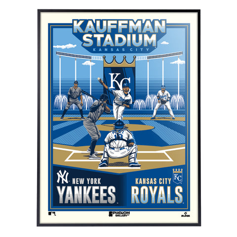 Phenom Gallery KC Royals/NY Yankees Matchup 18" x 24" Deluxe Framed Serigraph Print (Printer Proof)