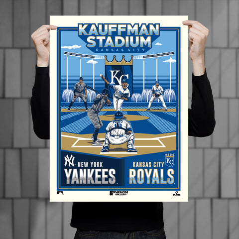 Phenom Gallery KC Royals/NY Yankees Matchup 18" x 24" Serigraph Print (Printer Proof)
