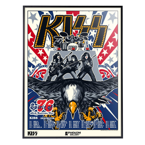 Phenom Gallery KISS Spirit of '76 North American Tour Deluxe Framed 18" x 24" Serigraph Print