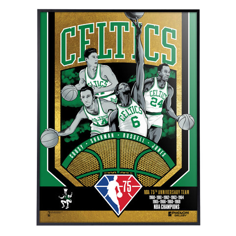 Phenom Gallery Boston Celtics 75th Anniversary 60's NBA Champions 18" x 24" Deluxe Framed Gold Foil Serigraph