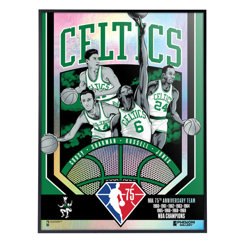 Phenom Gallery Boston Celtics 75th Anniversary 60's NBA Champs 18" x 24" Deluxe Framed Foil Serigraph