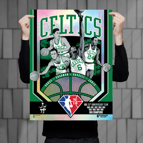 Phenom Gallery Boston Celtics 75th Anniversary 60's NBA Champs 18" x 24" Foil Serigraph