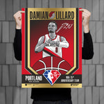 Phenom Gallery Portland Trailblazers 75th Anniversary Damian Lillard 18" x 24" Gold Foil Serigraph