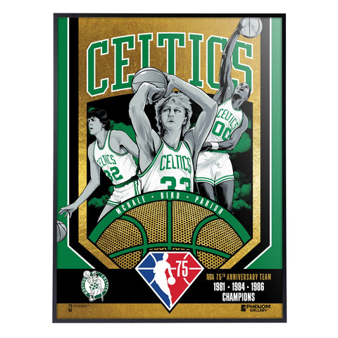 Phenom Gallery Boston Celtics 75th Anniversary 80's NBA Champions 18" x 24" Deluxe Framed Gold Foil Serigraph