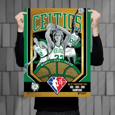 Phenom Gallery Boston Celtics 75th Anniversary 80's NBA Champions 18" x 24" Gold Foil Serigraph