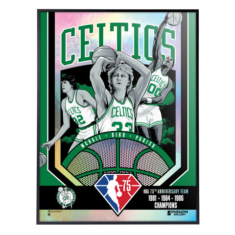 Phenom Gallery Boston Celtics 75th Anniversary 80's NBA Champs 18" x 24" Deluxe Framed Foil Serigraph
