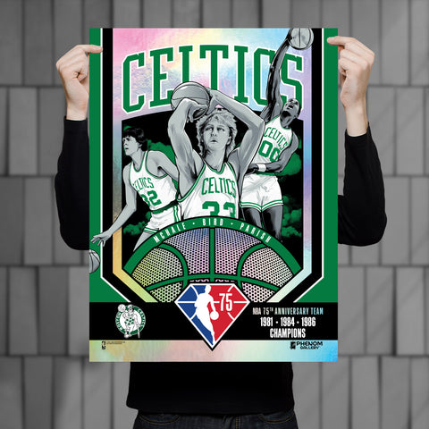Phenom Gallery Boston Celtics 75th Anniversary 80's NBA Champs 18" x 24" Foil Serigraph