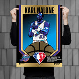 Phenom Gallery Utah Jazz 75th Anniversary Karl Malone 18" x 24" Deluxe Framed Gold Foil Serigraph