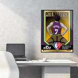 Phenom Gallery Utah Jazz 75th Anniversary Pistol Pete Maravich 18" x 24" Gold Foil Serigraph