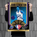 Phenom Gallery Utah Jazz 75th Anniversary John Stockton 18" x 24" Deluxe Framed Gold Foil Serigraph