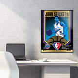 Phenom Gallery Utah Jazz 75th Anniversary John Stockton 18" x 24" Deluxe Framed Gold Foil Serigraph