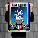 Phenom Gallery Utah Jazz 75th Anniversary Karl Malone 18" x 24" Deluxe Framed Foil Serigraph (Printer Proof)