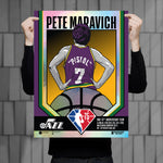 Phenom Gallery Utah Jazz 75th Anniversary Pistol Pete Maravich 18" x 24" Foil Serigraph (Printer Proof)