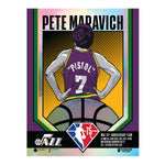 Phenom Gallery Utah Jazz 75th Anniversary Pistol Pete Maravich 18" x 24" Deluxe Framed Foil Serigraph (Printer Proof)