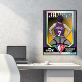Phenom Gallery Utah Jazz 75th Anniversary Pistol Pete Maravich 18" x 24" Deluxe Framed Foil Serigraph (Printer Proof)