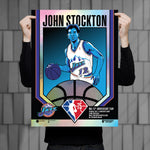 Phenom Gallery Utah Jazz 75th Anniversary John Stockton 18" x 24" Foil Serigraph (Printer Proof)