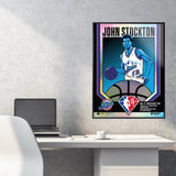 Phenom Gallery Utah Jazz 75th Anniversary John Stockton 18" x 24" Foil Serigraph (Printer Proof)