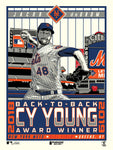 Phenom Gallery New York Mets Jacob DeGrom Back To Back Cy Young 18" x 24" Serigraph