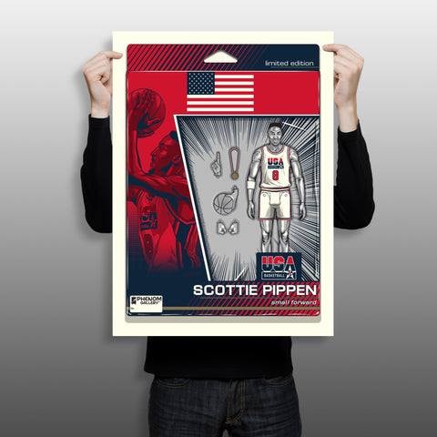 Phenom Gallery USA Basketball Scottie Pippen Action Figure 18" x 24" Serigraph