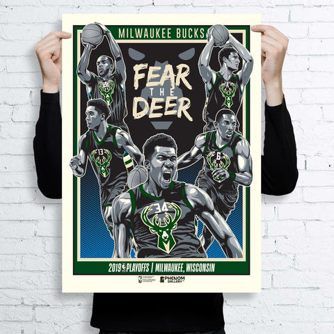 Phenom Gallery Milwaukee Bucks 2019 NBA Playoffs Serigraph (Printer Proof)
