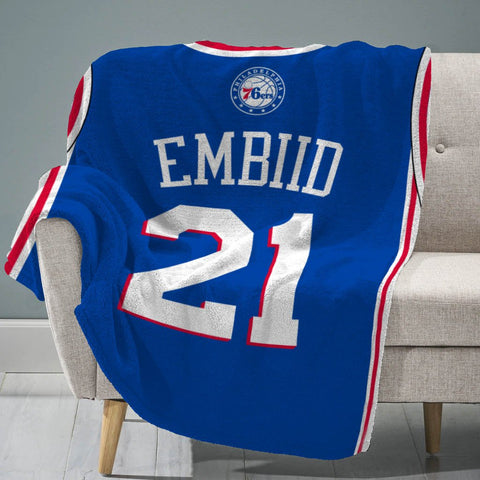 Sleep Squad Philadelphia 76ers Joel Embiid 60” x 80” Raschel Plush Jersey Blanket