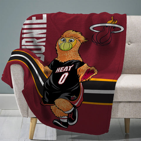 Sleep Squad Miami Heat Burnie Mascot 60” x 80” Raschel Plush Blanket