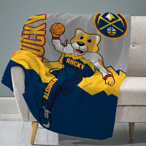 Sleep Squad Denver Nuggets Rocky Mascot 60” x 80” Raschel Plush Blanket