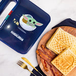 Uncanny Brands Star Wars Mandalorian Bounty Hunter & Baby Yoda Waffle Maker