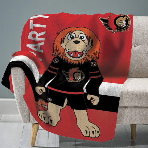 Sleep Squad Ottawa Senators Sparty 60” x 80” Raschel Plush Blanket