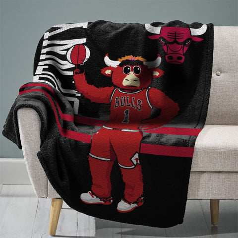 Sleep Squad Chicago Bulls Benny the Bull Mascot 60” x 80” Raschel Plush Blanket