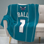 Sleep Squad Charlotte Hornets LaMelo Ball 60” x 80” Raschel Plush Jersey Blanket