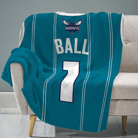 Sleep Squad Charlotte Hornets LaMelo Ball 60” x 80” Raschel Plush Jersey Blanket