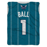 Sleep Squad Charlotte Hornets LaMelo Ball 60” x 80” Raschel Plush Jersey Blanket