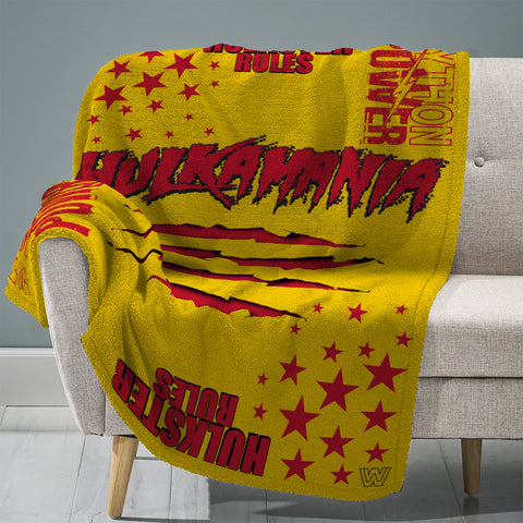 Sleep Squad WWE Hulk Hogan 60” x 80” Raschel Plush Blanket