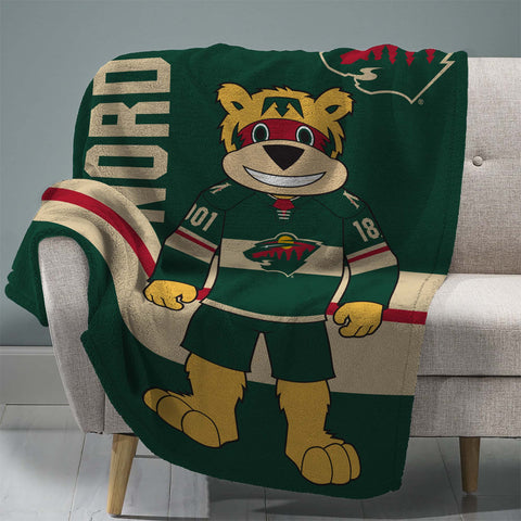 Sleep Squad Minnesota Wild Nordy Mascot 60” x 80” Raschel Plush Blanket