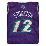 Sleep Squad Utah Jazz John Stockton 60” x 80” Raschel Plush Blanket