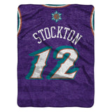 Sleep Squad Utah Jazz John Stockton 60” x 80” Raschel Plush Blanket