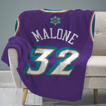 Sleep Squad Utah Jazz Karl Malone 60” x 80” Raschel Plush Jersey Blanket