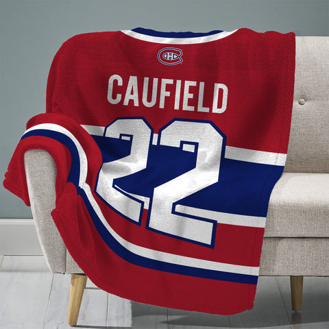 Sleep Squad Montreal Canadiens Cole Caufield 60” x 80” Raschel Plush Jersey Blanket