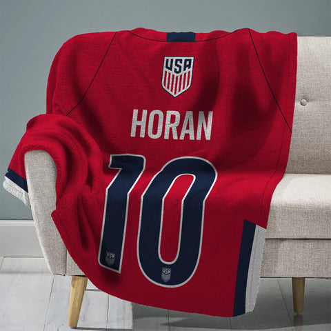 Sleep Squad US Women's Soccer Lindsey Horan 60” x 80” Raschel Plush Blanket