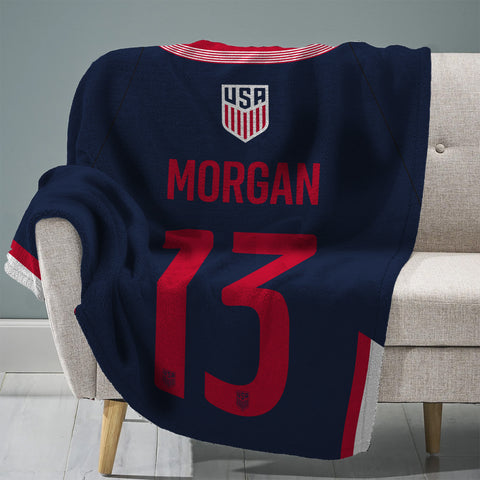 Sleep Squad US Women's Soccer Alex Morgan 60” x 80” Raschel Plush Jersey Blanket