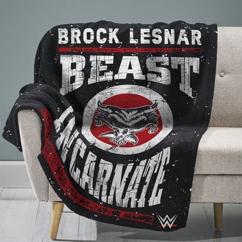 Sleep Squad WWE Brock Lesnar Beast Incarnate 60” x 80” Raschel Plush Throw