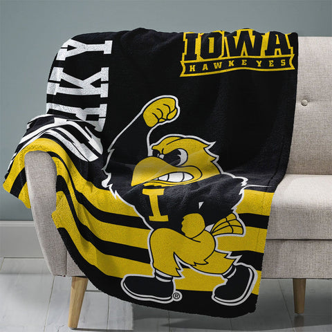 Sleep Squad Iowa Hawkeyes 60” x 80” Raschel Plush Jersey Blanket