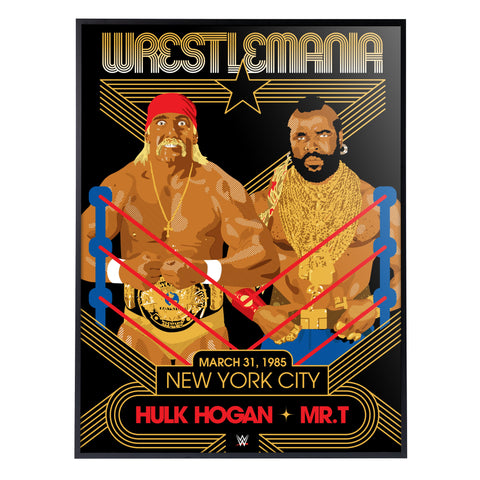 Phenom Gallery WWE Wrestlemania 1 Hulk Hogan and Mr. T 18" x 24" Deluxe Framed Serigraph